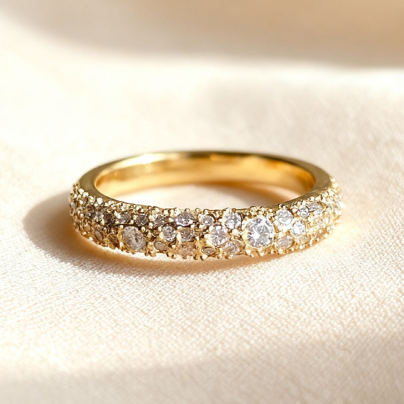 1.25CT Round Cut VVS Moissanite Cluster Wedding Band