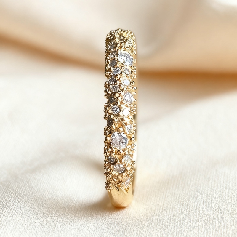 1.25CT Round Cut VVS Moissanite Cluster Wedding Band