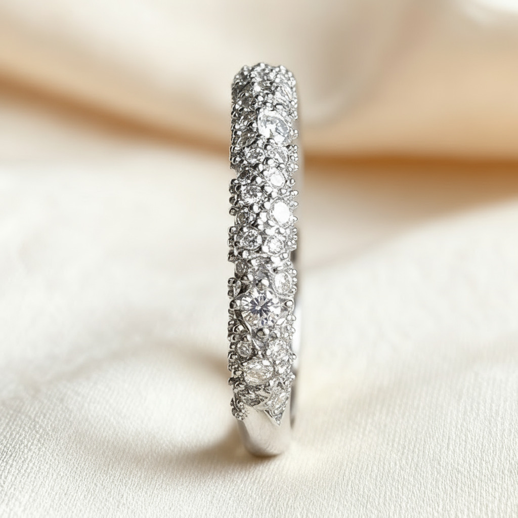 1.25CT Round Cut VVS Moissanite Cluster Wedding Band