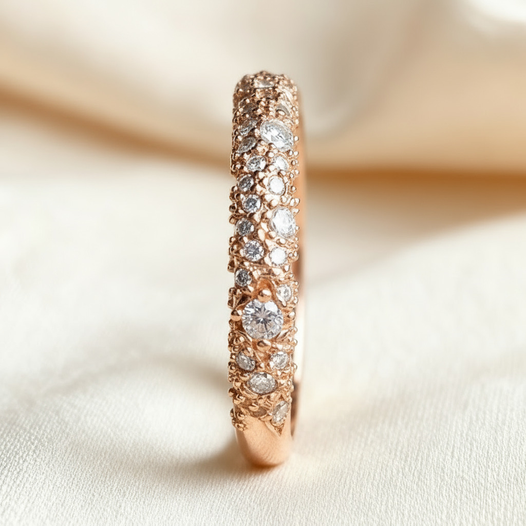 1.25CT Round Cut VVS Moissanite Cluster Wedding Band