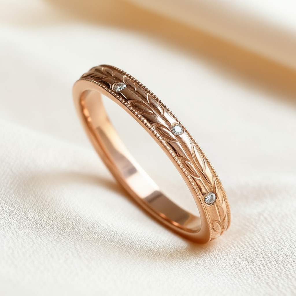 Round Cut VVS Moissanite Vintage Filigree Wedding Band