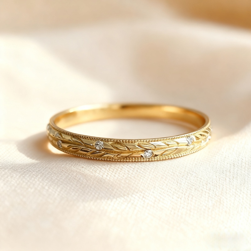 Round Cut VVS Moissanite Vintage Filigree Wedding Band