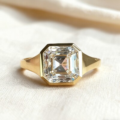 6CT Asscher Cut VVS Moissanite Solitaire Engagement Ring