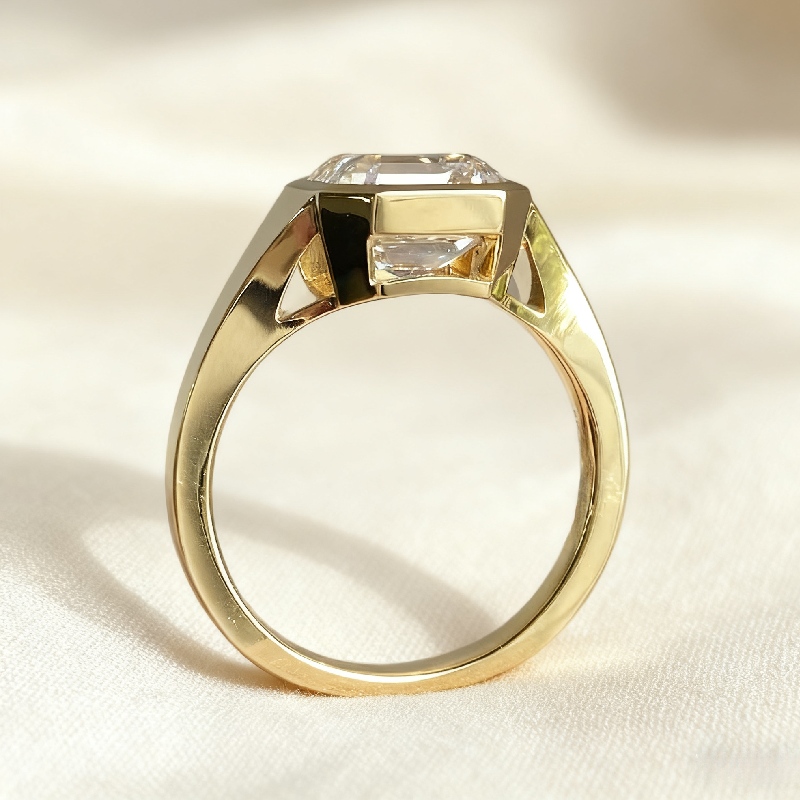 6CT Asscher Cut VVS Moissanite Solitaire Engagement Ring