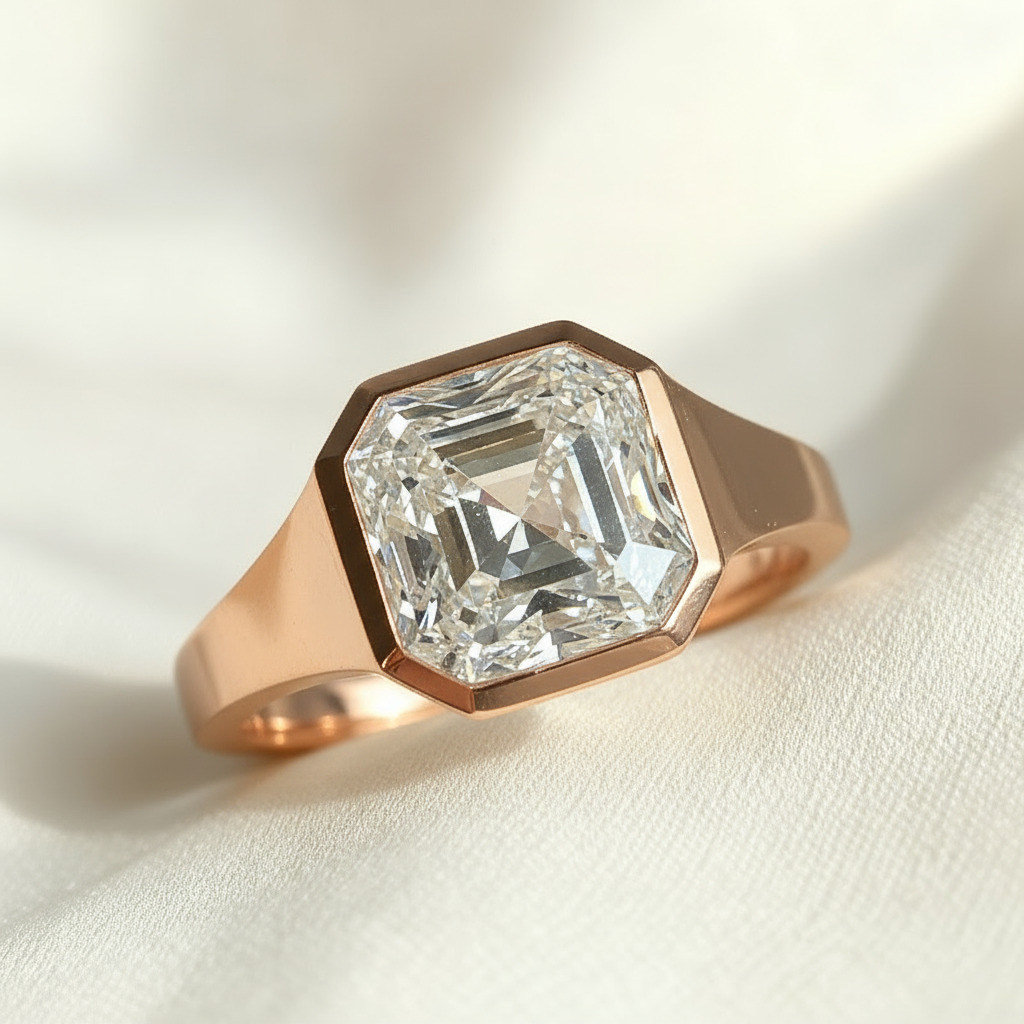 6CT Asscher Cut VVS Moissanite Solitaire Engagement Ring