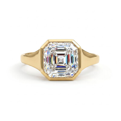 6CT Asscher Cut VVS Moissanite Solitaire Engagement Ring