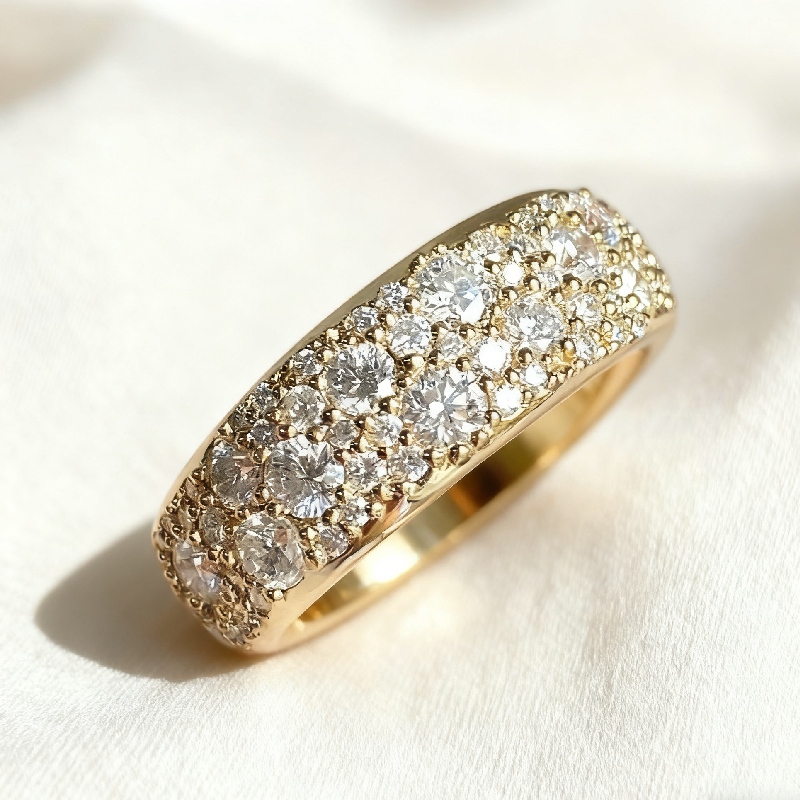 Round Cut VVS Moissanite Cluster Wedding Band