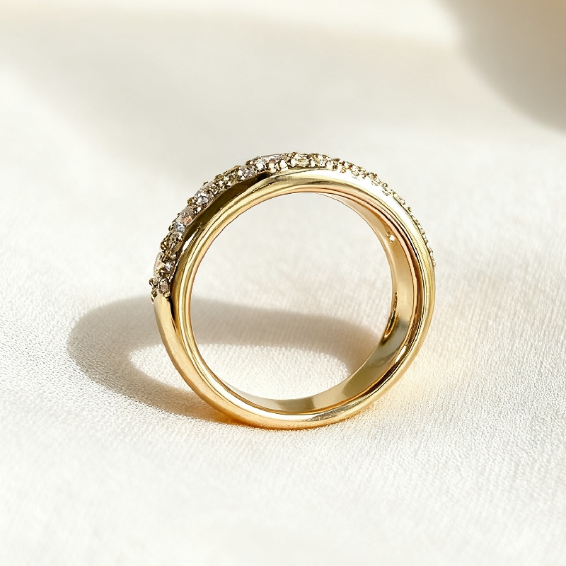 Round Cut VVS Moissanite Cluster Wedding Band