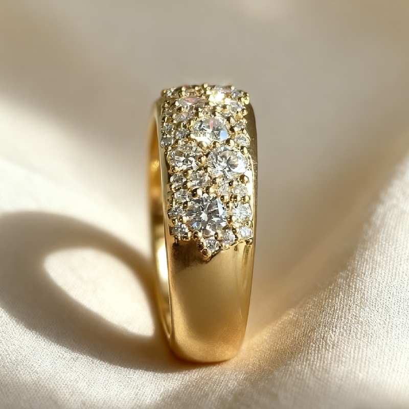 Round Cut VVS Moissanite Cluster Wedding Band