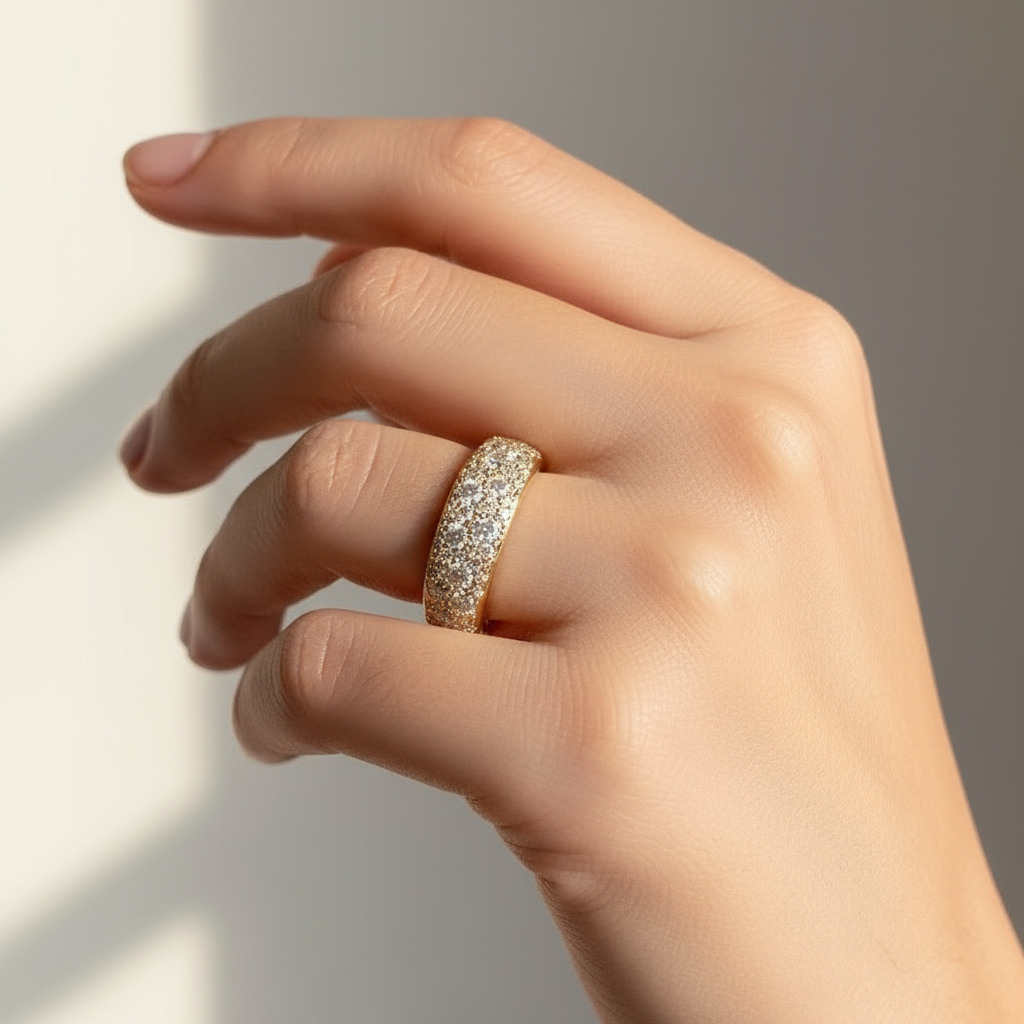 Round Cut VVS Moissanite Cluster Wedding Band