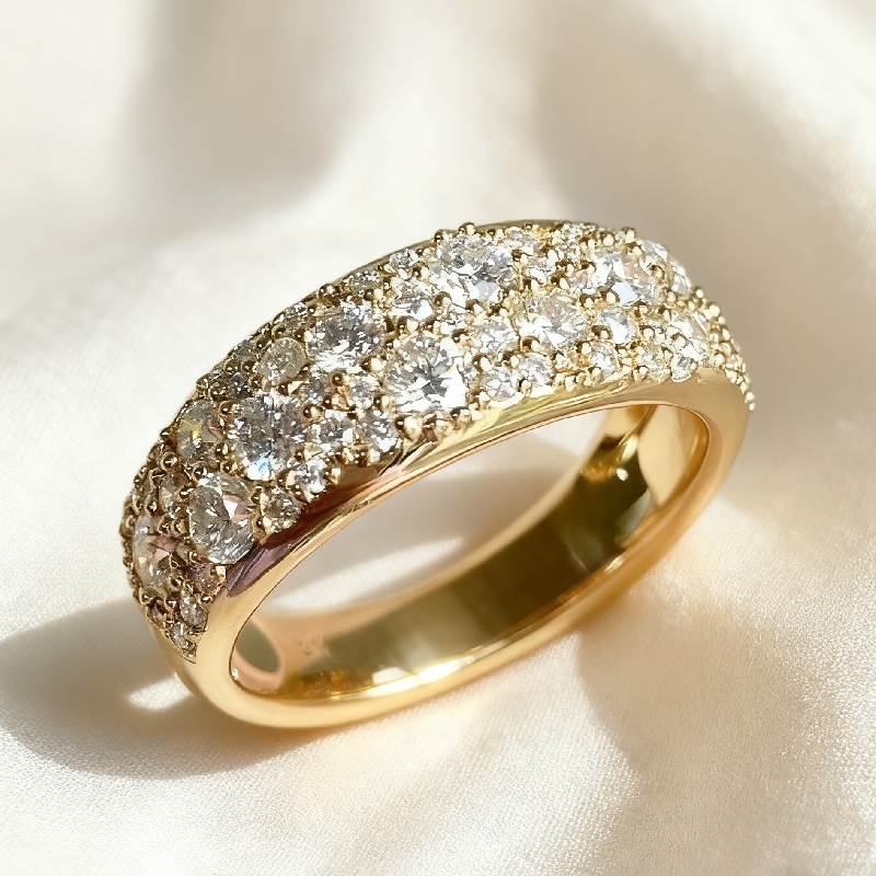 Round Cut VVS Moissanite Cluster Wedding Band