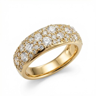 Round Cut VVS Moissanite Cluster Wedding Band