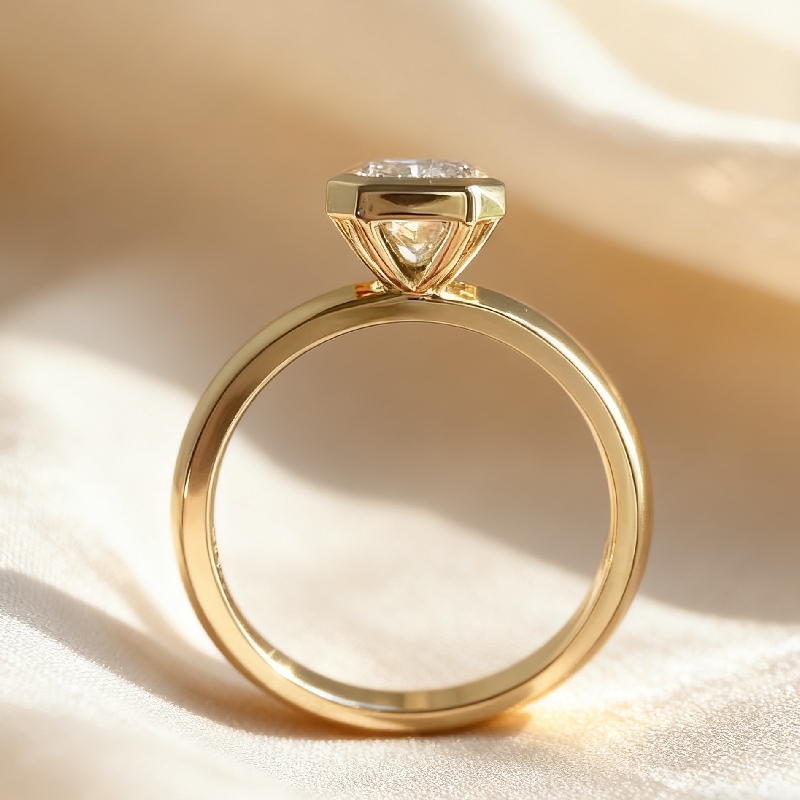 2CT Radiant Cut VVS Moissanite Solitaire Engagement Ring