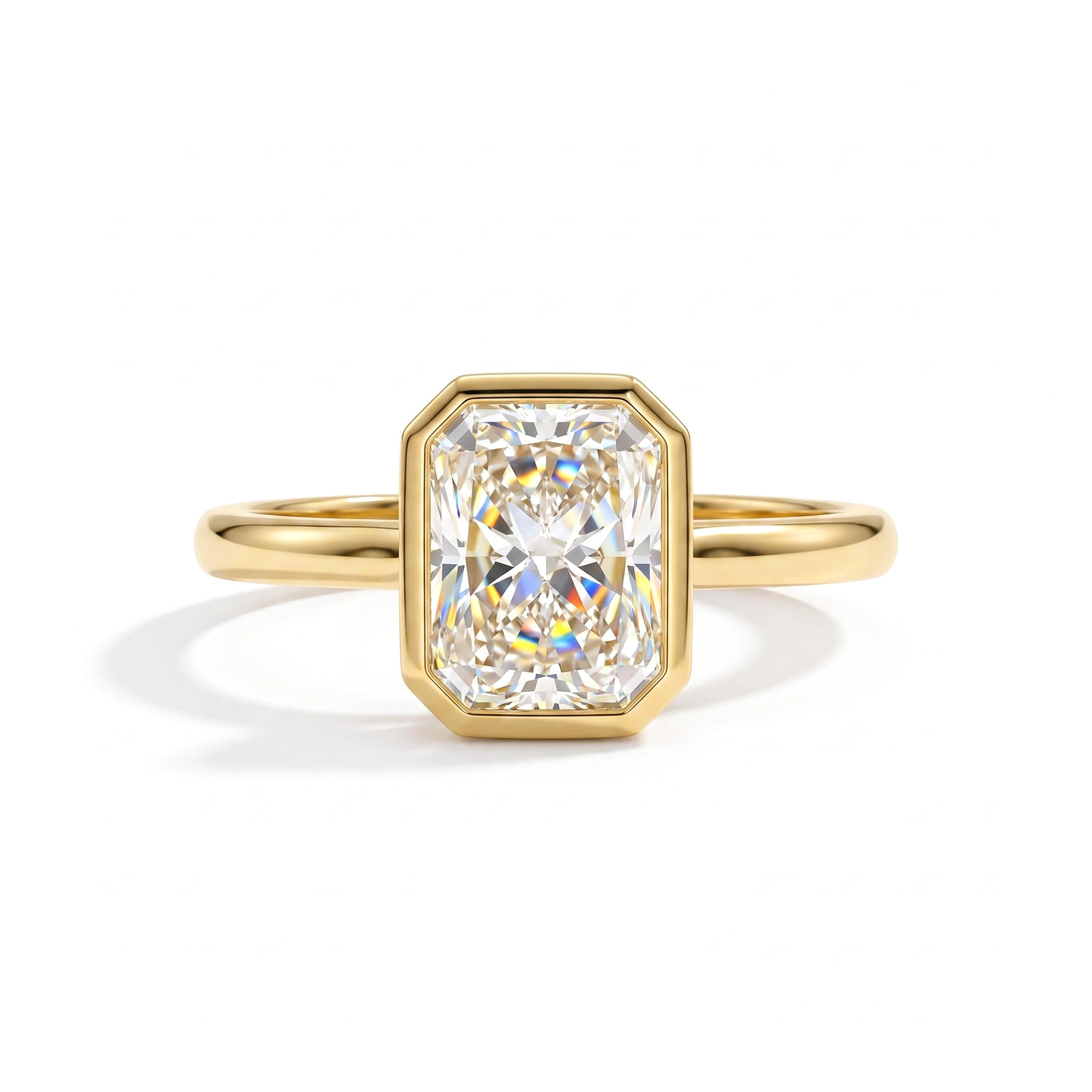 2CT Radiant Cut VVS Moissanite Solitaire Engagement Ring