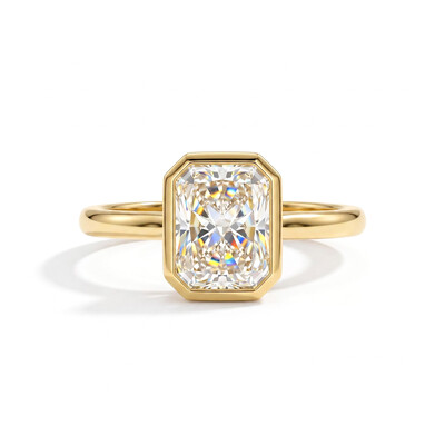 2CT Radiant Cut VVS Moissanite Solitaire Engagement Ring
