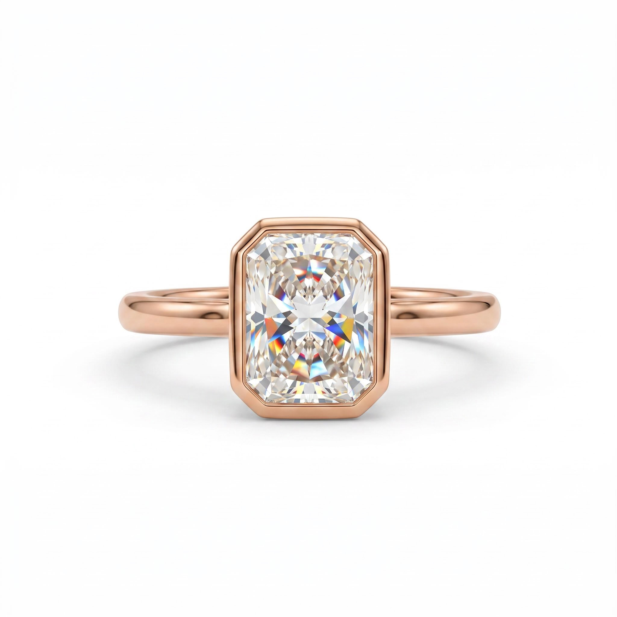 2CT Radiant Cut VVS Moissanite Solitaire Engagement Ring