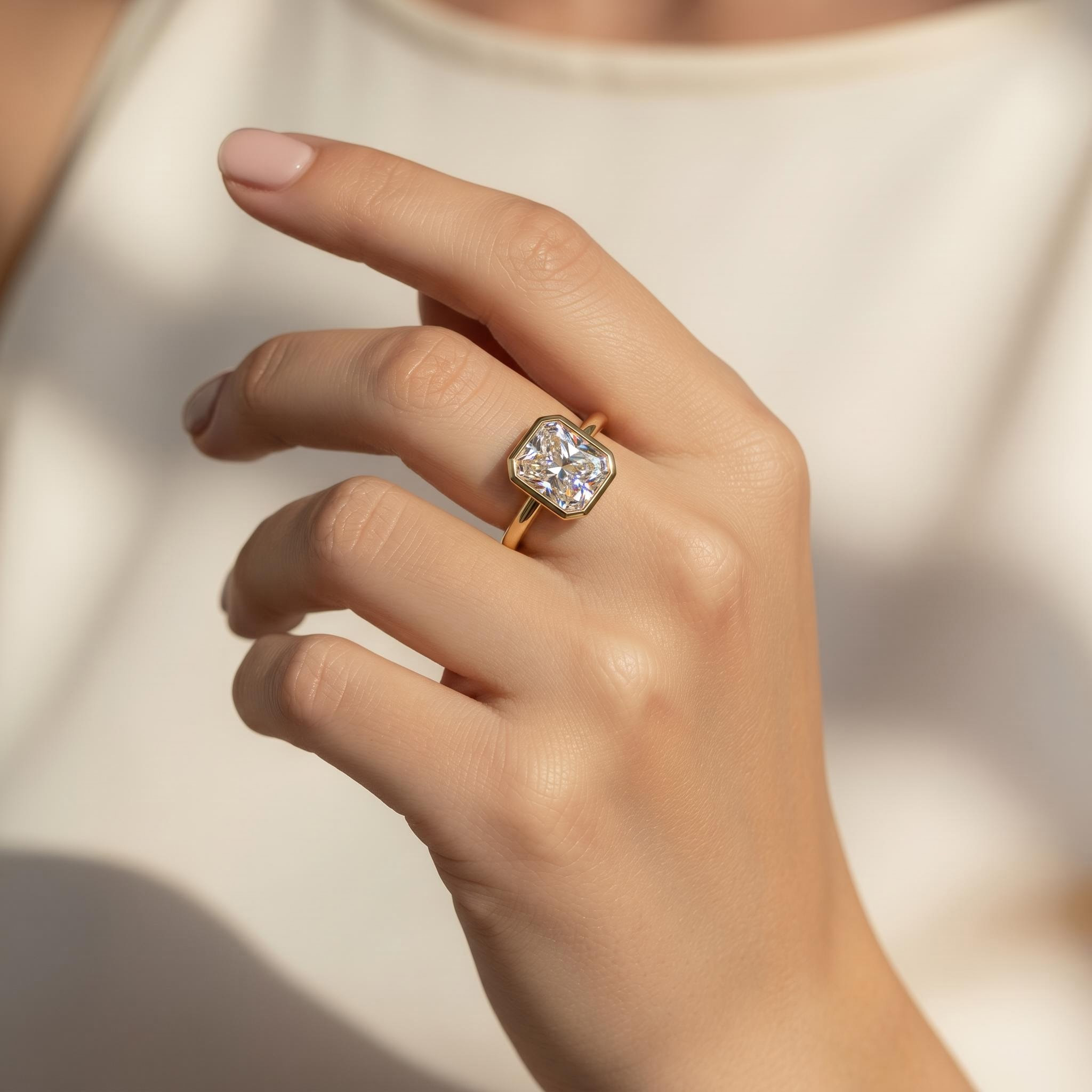 2CT Radiant Cut VVS Moissanite Solitaire Engagement Ring