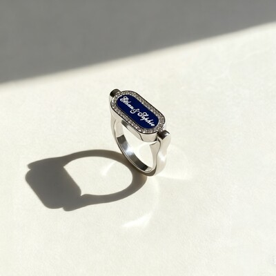 Personalized S925 Silver Rotatable Malachite & Multi-Gem Oval-Shape Ring with Engraving Name/Date