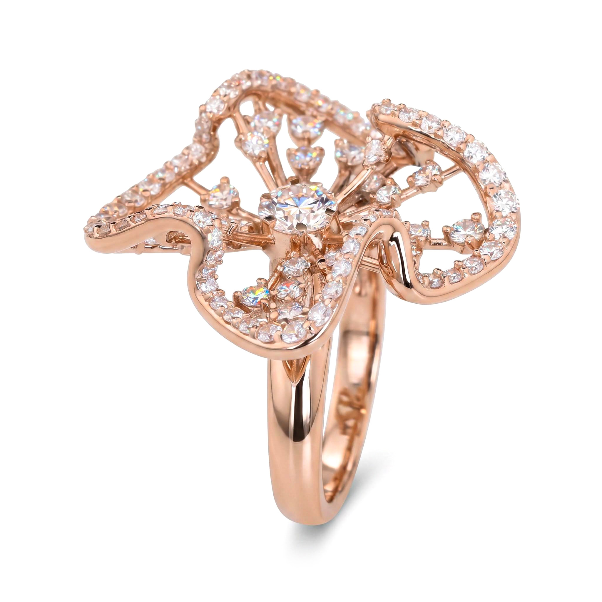 Flower Petal VVS Moissanite Pave Engagement Ring Flower Petal VVS Moissanite Pave Engagement Ring
