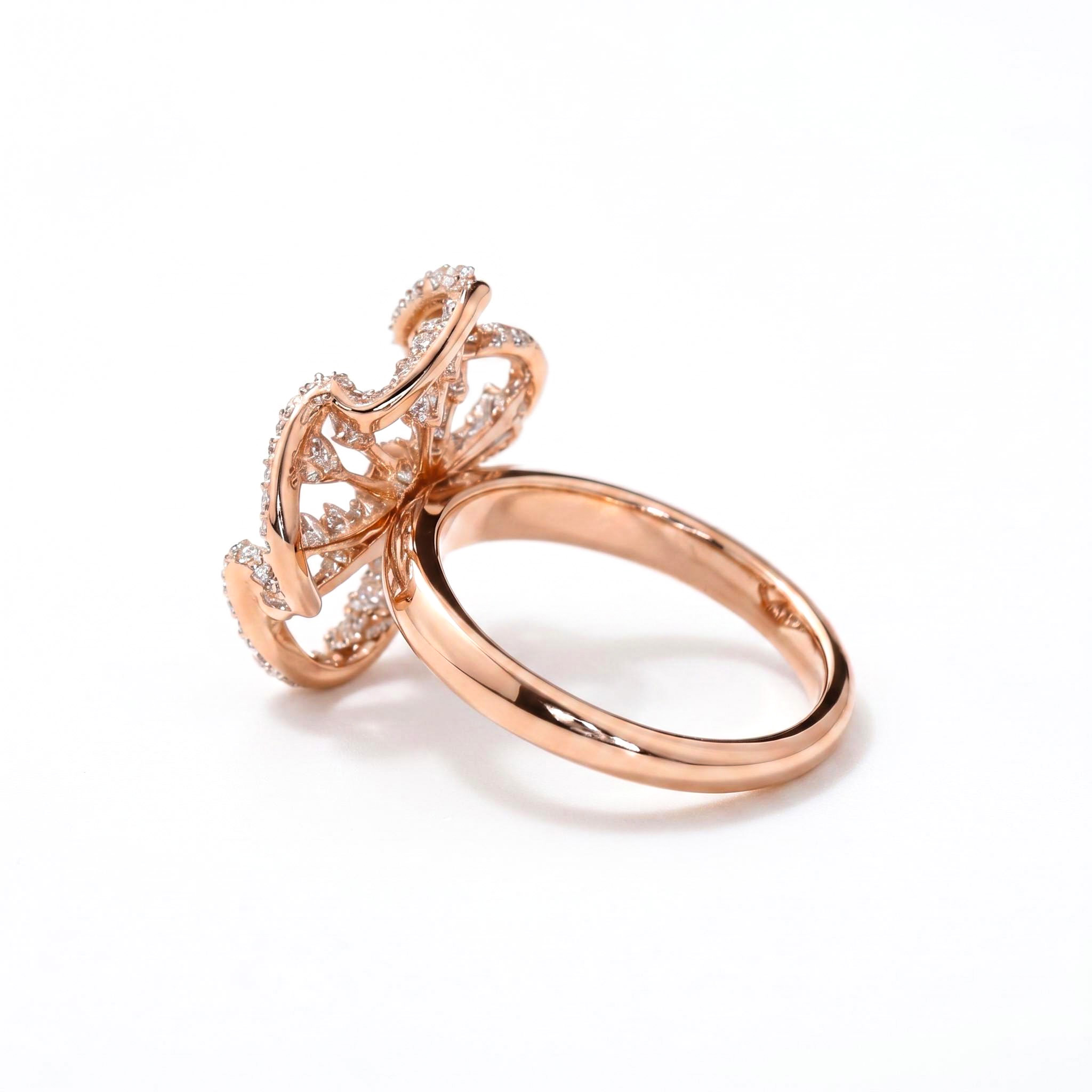 Flower Petal VVS Moissanite Pave Engagement Ring Flower Petal VVS Moissanite Pave Engagement Ring