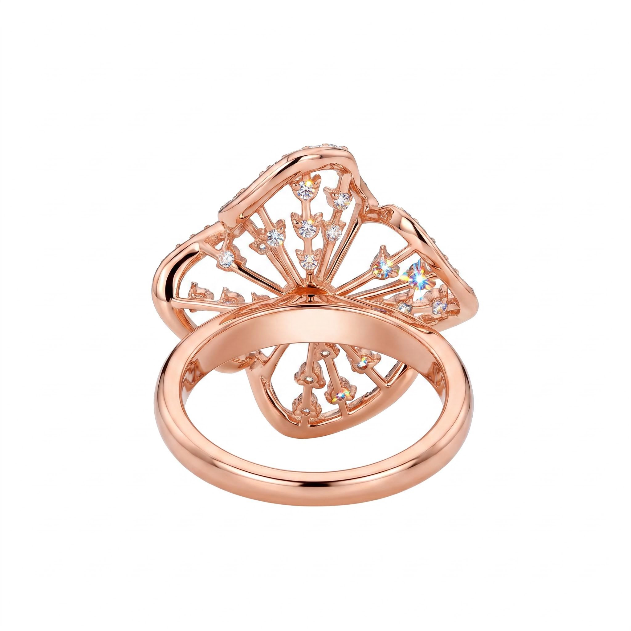 Flower Petal VVS Moissanite Pave Engagement Ring Flower Petal VVS Moissanite Pave Engagement Ring