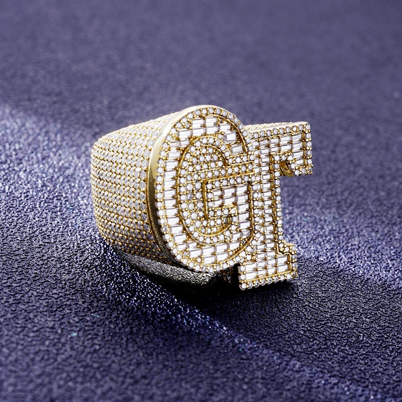 Custom S925 & VVS1 Baguette Moissanite Letter Ring Deposit