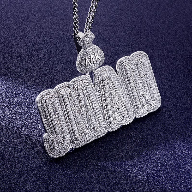 Custom S925 & VVS1 Baguette Moissanite Letter Pendant