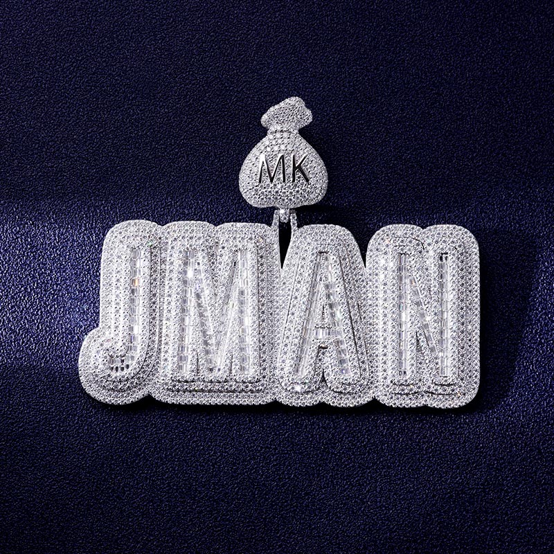 Custom S925 & VVS1 Baguette Moissanite Letter Pendant