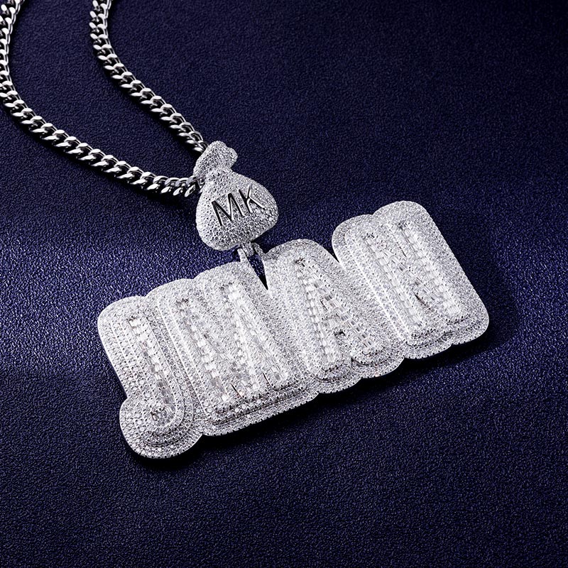 Custom S925 & VVS1 Baguette Moissanite Letter Pendant