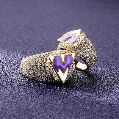 Custom S925 & VVS1 Moissanite & Colorful Enamel Rings Set Deposit