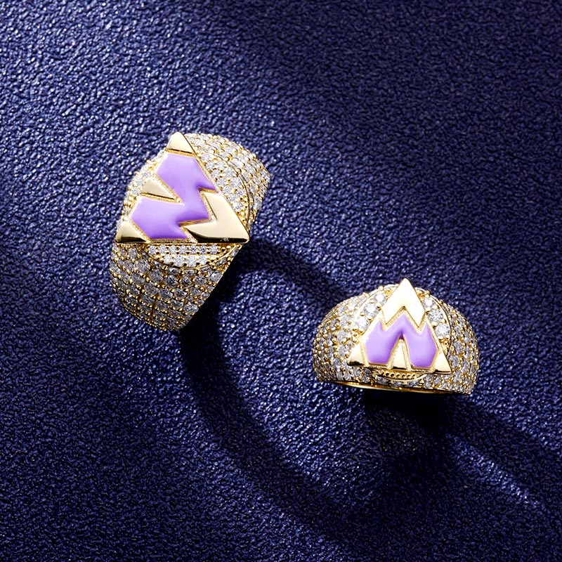 Custom S925 & VVS1 Moissanite & Colorful Enamel Rings Set Deposit
