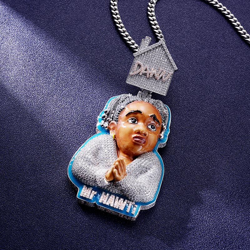 Custom S925 & VVS1 Moissanite & Enamel Portrait Pendant Deposit