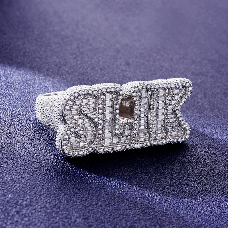 Custom S925 & VVS1 Baguette Moissanite Letter Ring Deposit