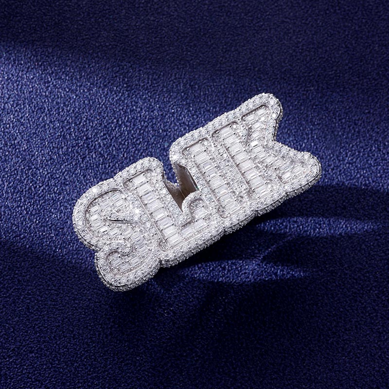 Custom S925 & VVS1 Baguette Moissanite Letter Ring Deposit