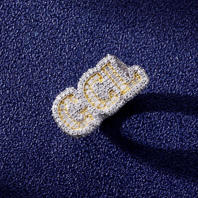Custom S925 & VVS1 Baguette Moissanite Letter Ring Deposit