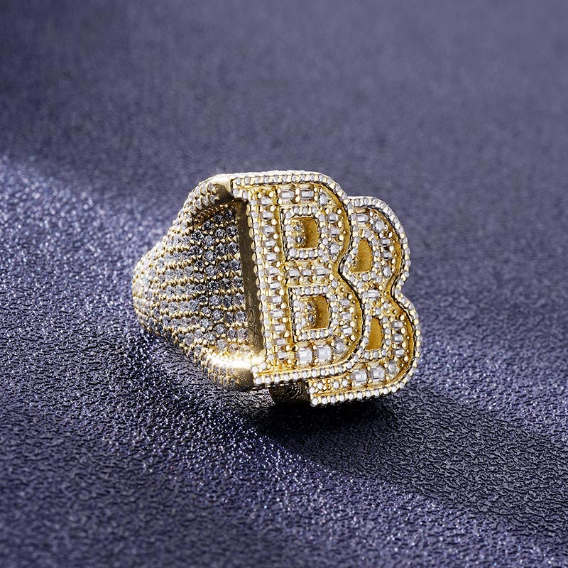 Custom S925 & VVS1 Baguette Moissanite Letter Ring Deposit