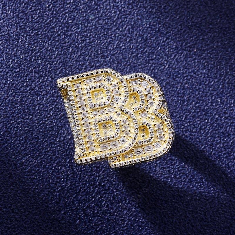 Custom S925 & VVS1 Baguette Moissanite Letter Ring Deposit