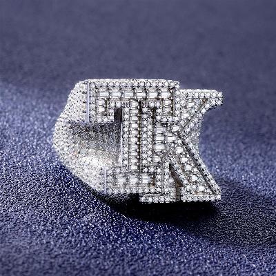 Custom S925 & VVS1 Baguette Moissanite Letter Ring Deposit