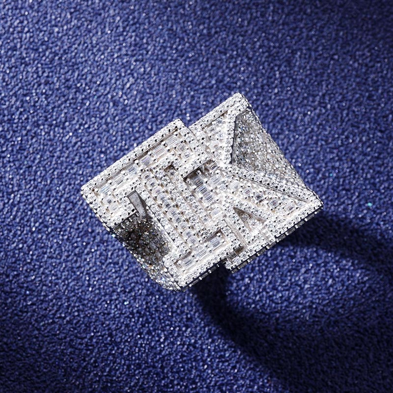 Custom S925 & VVS1 Baguette Moissanite Letter Ring Deposit