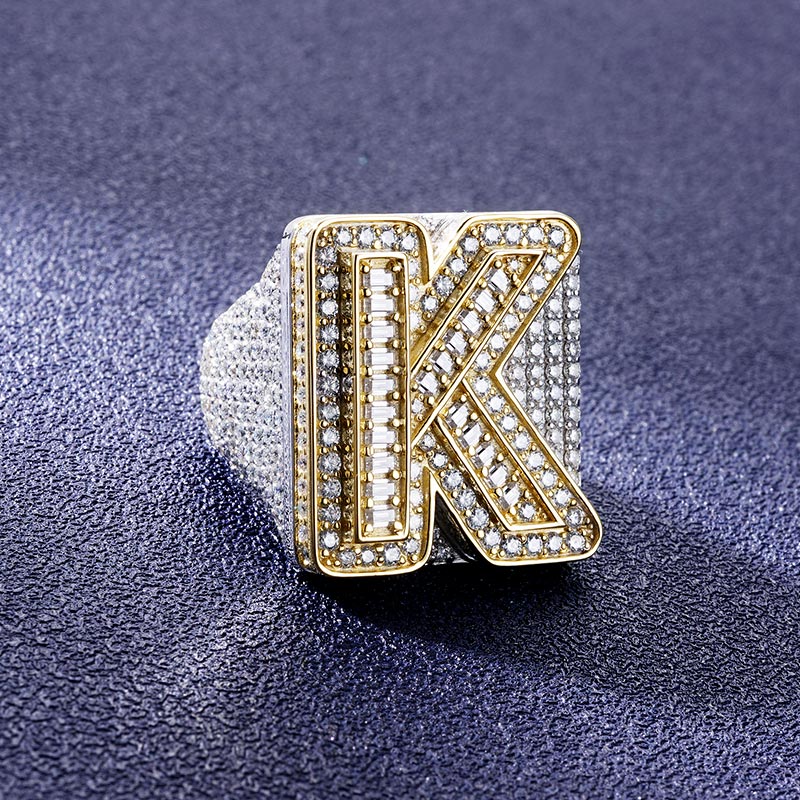 Custom S925 & VVS1 Baguette Moissanite Letter Ring Deposit