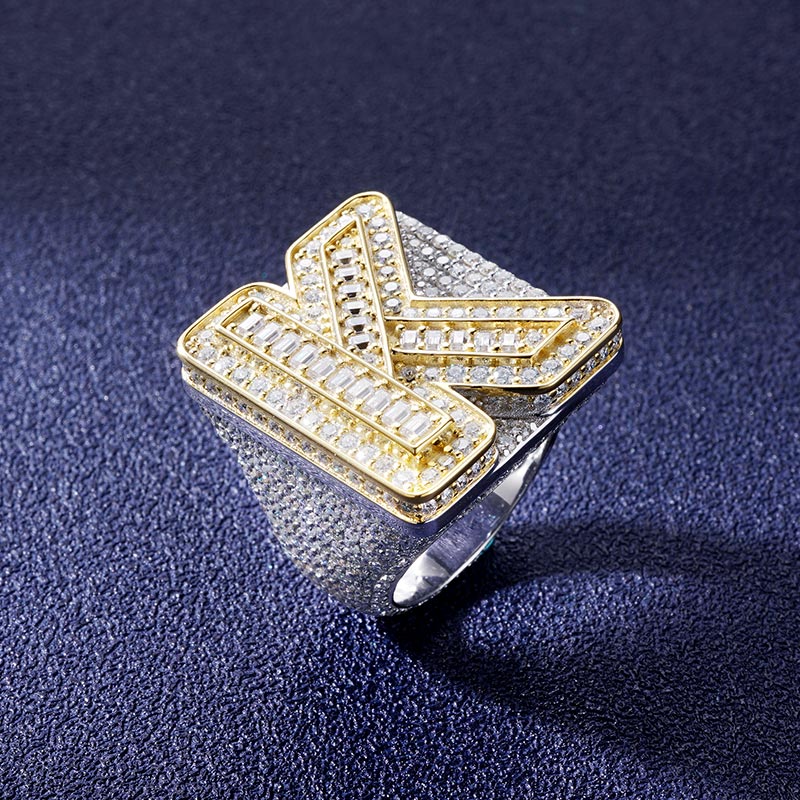 Custom S925 & VVS1 Baguette Moissanite Letter Ring Deposit