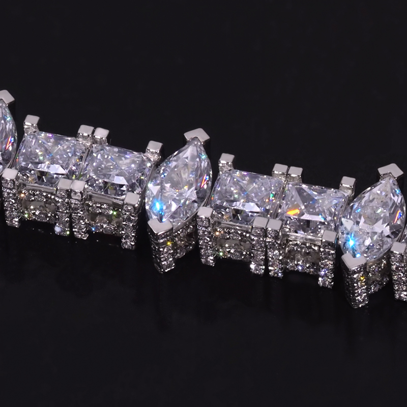 5mm Iced Out Marquise & Princess Cut Pave Tennis Bracelet 5mm Iced Out Marquise & Princess Cut Pave Tennis Bracelet