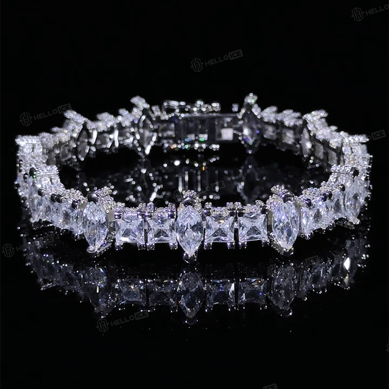 5mm Iced Out Marquise & Princess Cut Pave Tennis Bracelet 5mm Iced Out Marquise & Princess Cut Pave Tennis Bracelet