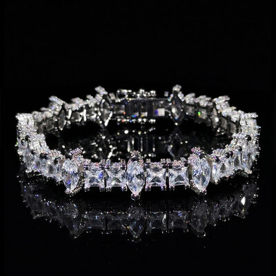 5mm Iced Out Marquise & Princess Cut Side Stone Tennis Bracelet
