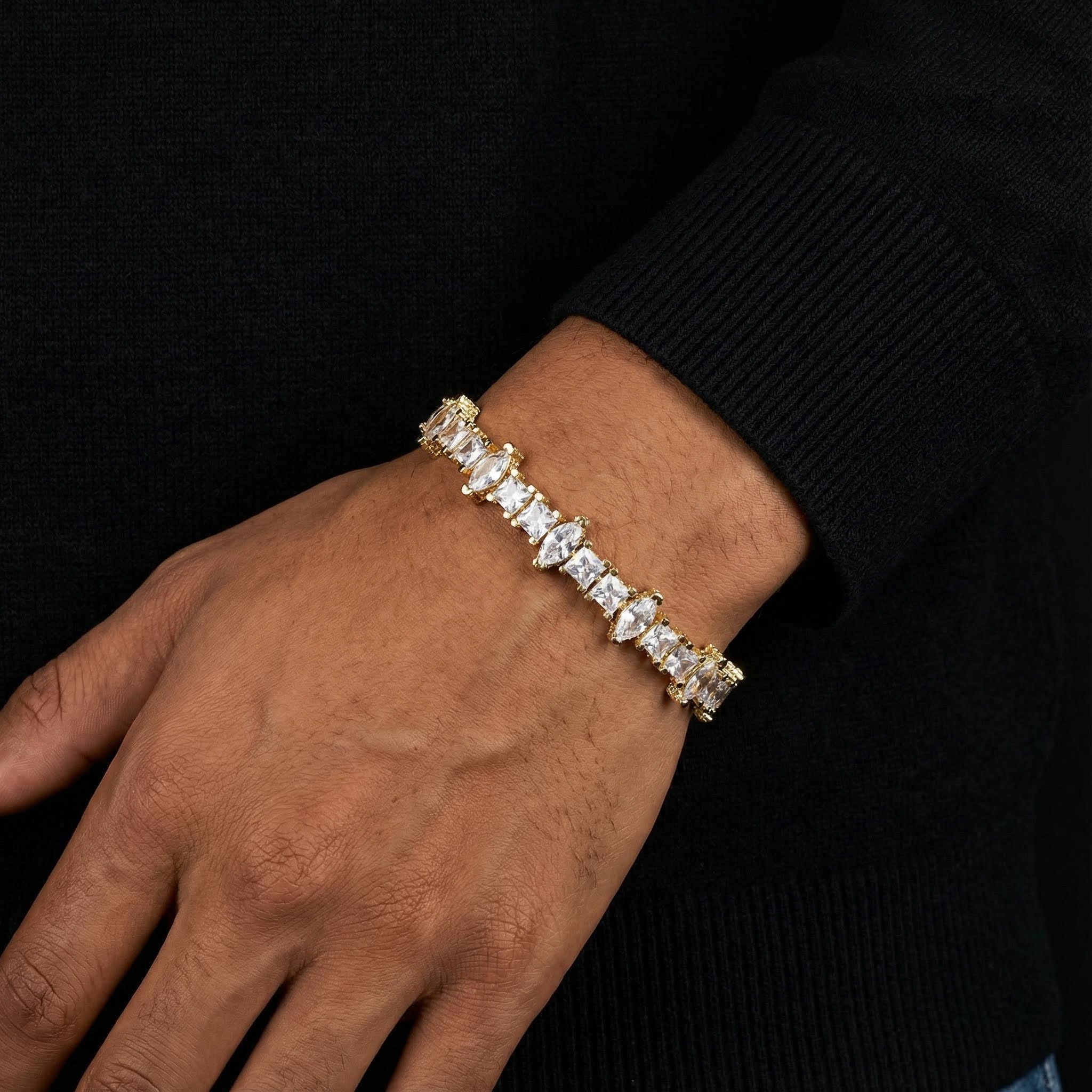 5mm Iced Out Marquise & Princess Cut Side Stone Tennis Bracelet 5mm Iced Out Marquise & Princess Cut Side Stone Tennis Bracelet