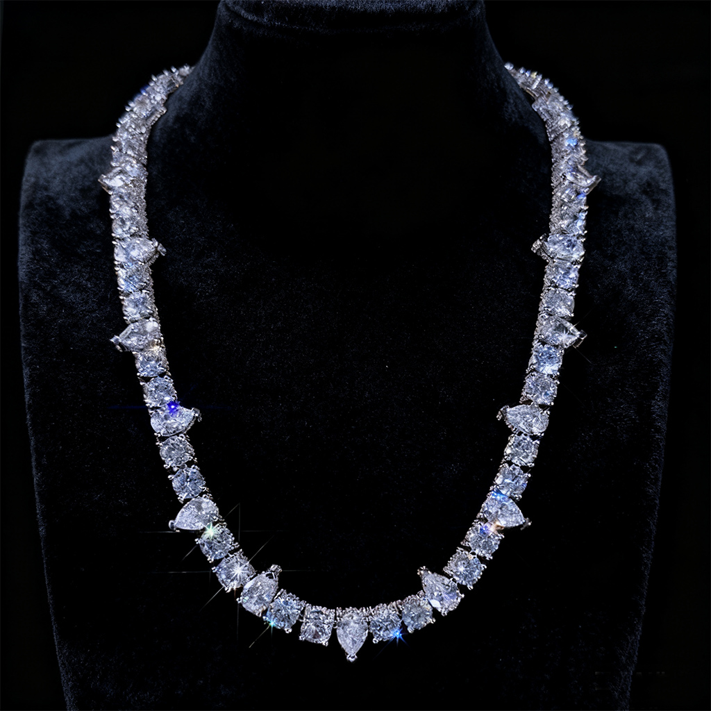 7mm Iced Out Round & Pear Cut Pave Tennis Chain