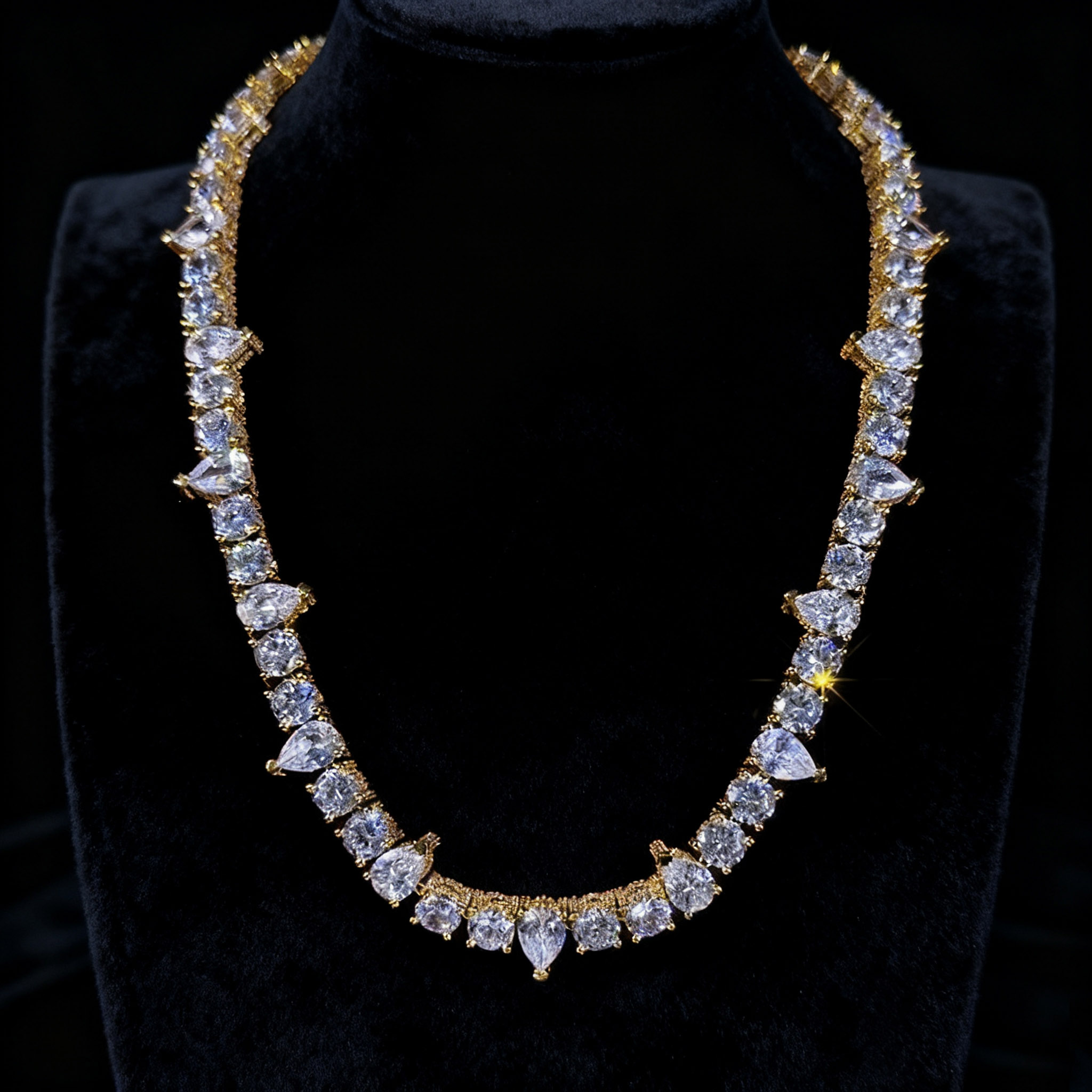 7mm Iced Out Round & Pear Cut Pave Tennis Chain