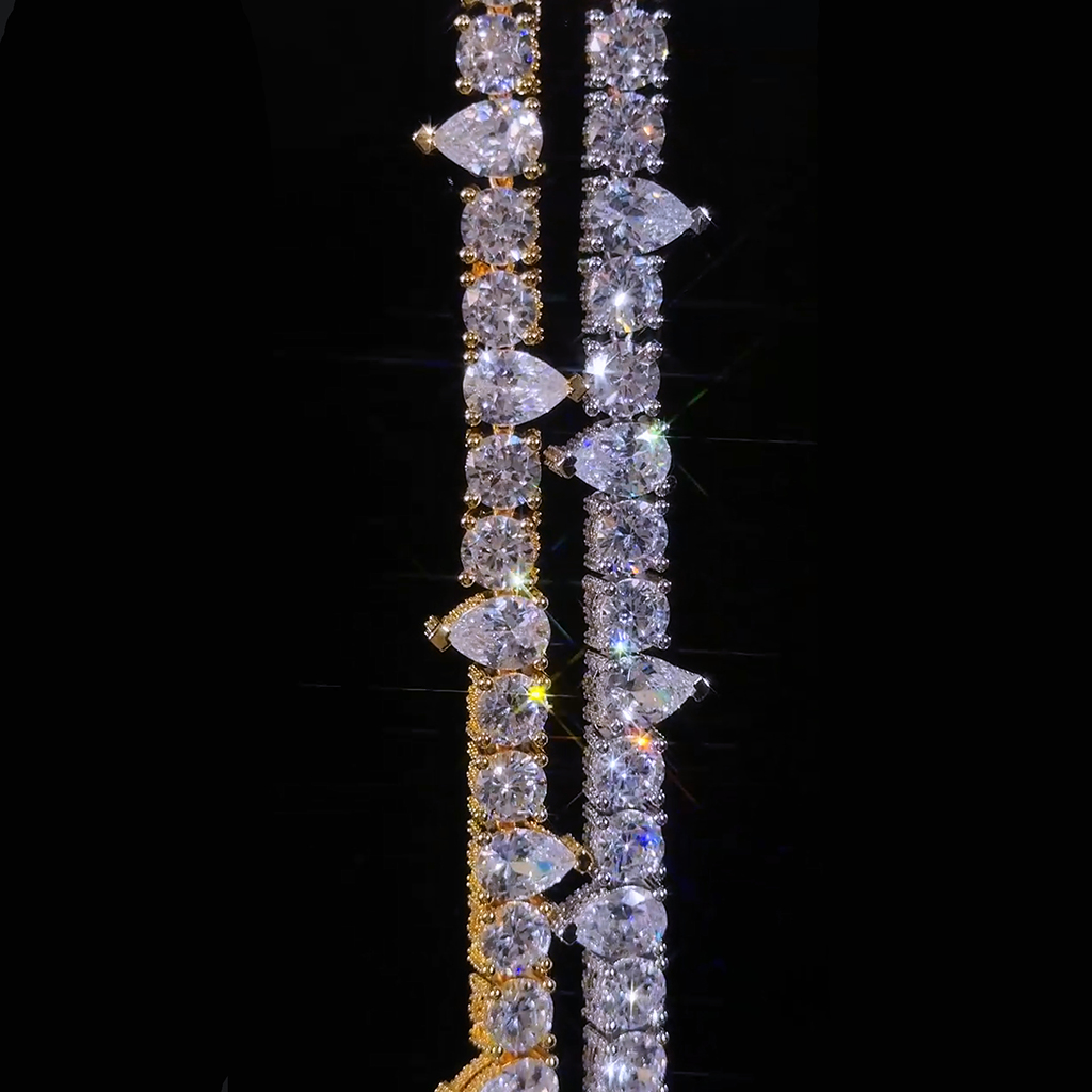 7mm Iced Out Round & Pear Cut Pave Tennis Chain