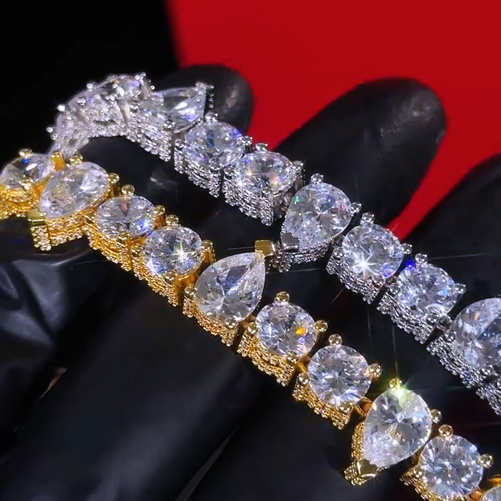 7mm Iced Out Round & Pear Cut Pave Tennis Chain