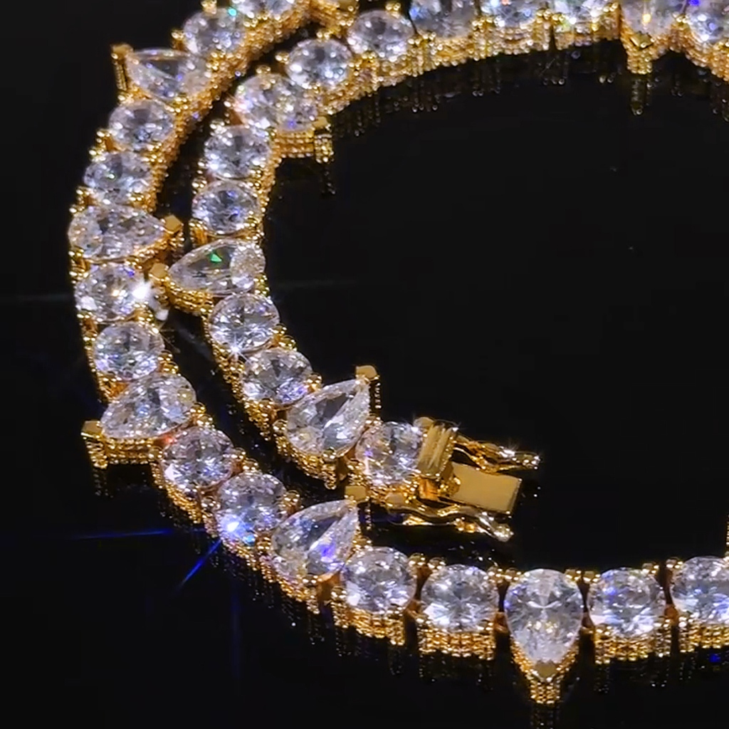 7mm Iced Out Round & Pear Cut Pave Tennis Chain